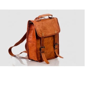 Hecho a mano Vintage 100% cuero genuino viaje marrón hombro mochilas niñas universidades escuela mochila mochilas para hombres y mujeres - Product Image 1