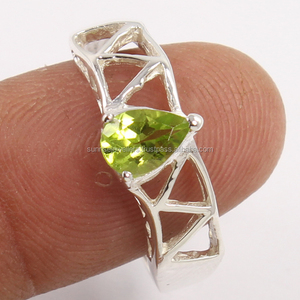 Anillo de piedras preciosas de peridoto con corte de pera clásico de Plata de Ley 925, joyería fina elegante para bodas, compromiso, regalos de aniversario - Product Image 2
