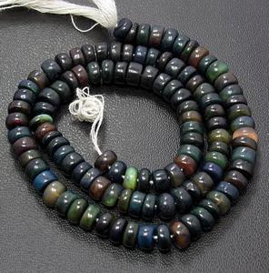Perles de pierres précieuses en vrac en forme de rondelle lisse d'opale noire éthiopienne naturelle de haute qualité pour la fabrication de bijoux - Product Image 2