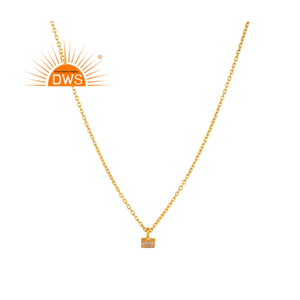 Colgante de Latón chapado en oro amarillo de 18 quilates, collar de cadena de moda para mujer de circón blanco, proveedor de joyería para mujer, regalo para ella - Product Image 1
