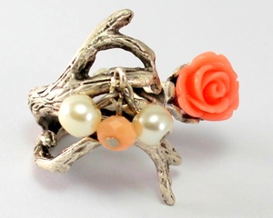 Anillo con cuentas de diamantes de corte princesa, estilo religioso, Latón chapado en plata, diseño de Rosa Floral, joyería de concha hecha, anillos de moda - Product Image 6