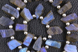 Gema labradorita Natural para fabricación de joyas, piedra preciosa azul con agujero en la parte superior del fuego, sin tratamiento - Product Image 2