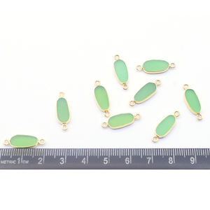 Forma ovalada crisoprasa Calcedonia 925 bisel de plata esterlina 18K conector chapado en oro accesorio de fabricación de joyas hechas a mano - Product Image 4