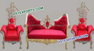 Elegante Conjunto de Sofás para Bodas Musulmanas, Muebles de Boda con Tallado Dorado, Fabricante de Muebles para Bodas Indias, Venta Directa de Fábrica en el Reino Unido - Product Image 2