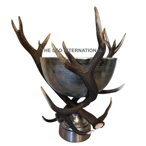 Tazón decorativo redondo con diseño de forma de asta de Metal de aluminio, acentos para el hogar, accesorios para mesa de comedor de cocina, tazón - Product Image 1