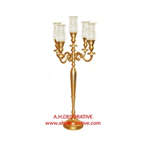 Candelabro de plata hecho a mano para decoración, 5 velas, decoración de mesa, pequeña boda - Product Image 4