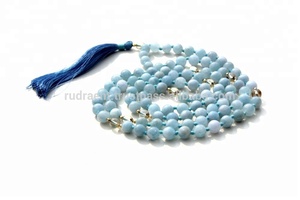 สร้อยคอลูกปัดหลากสีอะความารีน108มาลาสำหรับภาวนาแบบผูกปมยาวเครื่องประดับลูกปัดแฟชั่น - Product Image 3