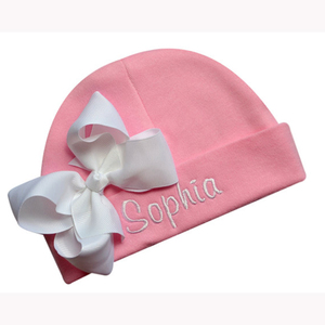 Gorro de algodón orgánico con lazo para recién nacido, suministro directo de fábrica OEM - Product Image 1