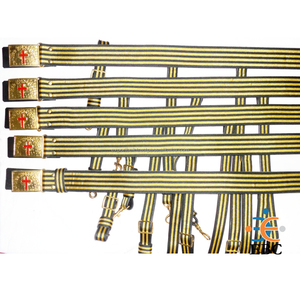 Sihawk อดีตผู้บัญชาการทหารของอัศวินเข็มขัดดาบทอง & แดงปรับได้หัวเข็มขัดทองเหลืองหนังแท้ปากีสถาน - Product Image 1