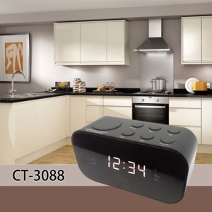 FM <span class=keywords><strong>PLL</strong></span> kỹ thuật số bàn và bảng đồng hồ đài phát thanh Red LED 0.6 "Kép Báo động nhà sản xuất giá CT-3088 - Product Image 6