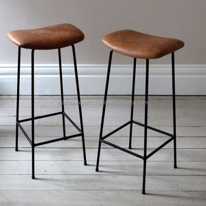 Modern Industrial Iron <b>Stool</b> With Leather Simple Design for Home Living Room Furniture Cabinet-Style Metal Material - Product Image 5