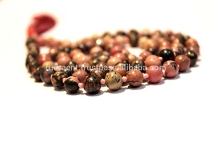 Fait à la main naturel poli bohème 6mm Rhodonite perles glands unisexe Yoga Mala collier hindouisme cadeaux fêtes - Product Image 5