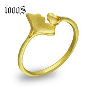 Dropshipping Dernière Bague De Mariage En Or Pour Dames Cadeau Lovely14K Jaune Or Feuille D'arbre Bague De Mariage