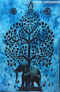Coton éléphant arbre tenture murale affiche tapisserie petit plusieurs couleurs imprimé Animal porte décor à la main par des expéditeurs indiens - Product Image 4