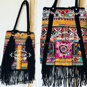 Sac à franges Vintage pour travail miroir, pochette en cuir brodé, fourre-tout, Style Hippie, bohème - Product Image 1