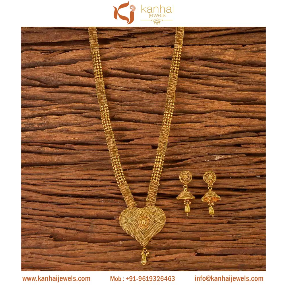 Handgemaakte Ontwerp Met Vergulde Antieke Lange Ketting Set 17602 Goud