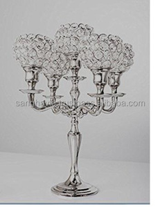 Candelabros de cristal de plata de 5 brazos para bodas - Product Image 6
