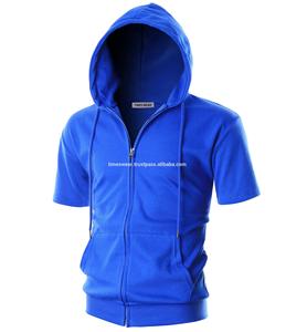 Men's Top Quality Slim Fit Short Sleeve Lightweight <b>Zip</b>-up Hoodie / Casual Hoodie - Product Image 1
