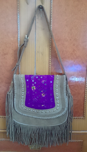 VINTAGE Tribal Banjara Sac à franges en daim Boho Hippie Sac à main Crossbody Sling - Product Image 4