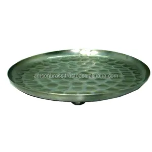 Best Quality Hot Sale Big Hammered Charger Plate with Base Round Shape Metal Iron Charger Dishes Plates