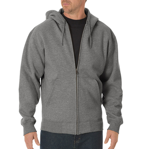 Sudadera con capucha de algodón orgánico para hombre y mujer, ropa de calle personalizada, top corto de algodón orgánico de gran tamaño, cremallera completa, bordado, color gris - Product Image 1
