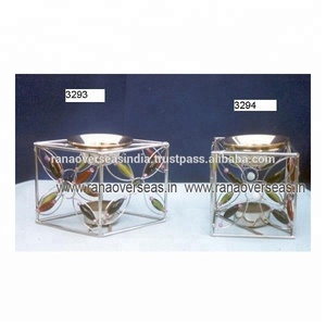 Square Shape With Beaded Design Tea Light Votive <b>Candle</b> <b>Holders</b> for Wedding and Event Decor - Product Image 1