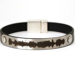 Custom Heartbeat <b>Bracelet</b> Leather <b>Bracelet</b> for Men - Product Image 1