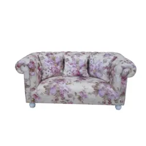 LIVING ROOM FLORAL CHESTERFIELD SOFA FURNITURE