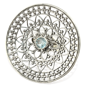แท้รอบรูปร่างสีฟ้าบุษราคัม925แหวนเงิน925แฮนด์เมดเงินพลอยเงิน - Product Image 3