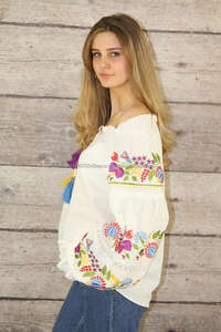 Blusa con hombros descubiertos y manga de globo bordada, elegante, alta calidad, transpirable, maravillosa para cualquier ocasión - Product Image 3