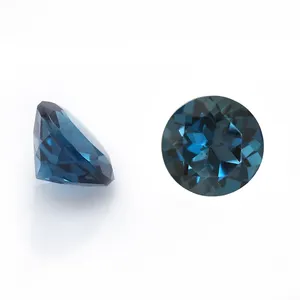 Piedras preciosas de corte redondo de Topacio Azul Londres Natural, venta al por mayor, piedra semipreciosa suelta para hacer joyas, anillos, colgantes finos