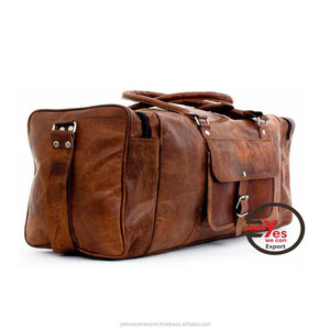 Sac polochon vintage unisexe en cuir véritable marron de haute qualité avec fermeture à glissière modèle RVM0015 IN;27243 - Product Image 1