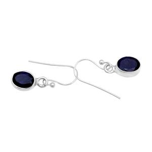 Saphir bleu forme ovale pierres précieuses 925 argent Sterling oreille fil crochet boucles d'oreilles bijoux pour mariage, cadeau, fête pour les femmes - Product Image 3