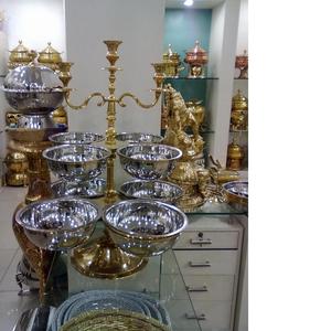 Metal Candelabra with Serving <b>Bowl</b> Attachment Handmade for Wedding Parties - Product Image 1