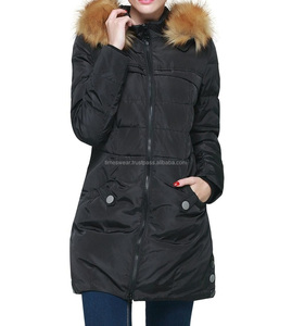 Chaqueta de plumón con capucha de piel para mujer, chaqueta con capucha con cremallera hacia arriba, prendas de vestir, Abrigo acolchado - Product Image 6