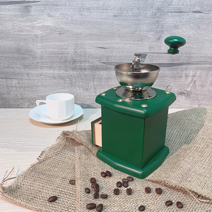 [Holar] ผลิตในไต้หวันโบราณสีเขียววอลนัทคู่มือโรงงานกาแฟที่มีไม้และเหล็กหล่อ