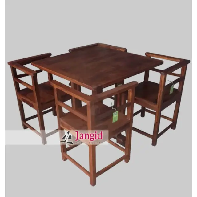 インドの木製シーシャム木製流行コンパクトコーナーダイニングテーブルと椅子セット