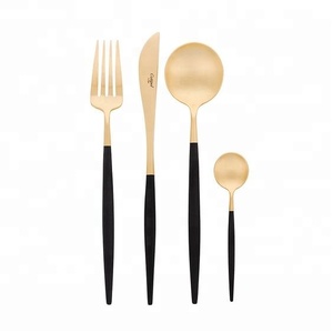 Vente chaude 2018 or noir ensemble de couverts Royal Look 18/10 ensemble de couverts design en acier inoxydable - Product Image 1