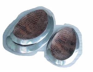 Venta caliente de aluminio fundido estilo piel de cocodrilo cuenco para servir esmalte en relieve modelo de bandeja precio al por mayor forma ovalada - Product Image 2