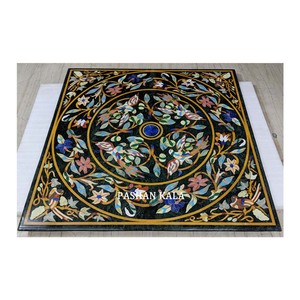 Mesa de Centro Moderna con Incrustaciones de Mármol Negro, Importador y Exportador Indio, Superficie Brillante, Forma Cuadrada, para Hogar, Oficina, Hotel - Product Image 1