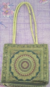 Silk Brocade Casual <b>Tote</b> Handbags-Elegant and Luxurious <b>Bags</b> with <b>Zipper</b> Closure - Product Image 3