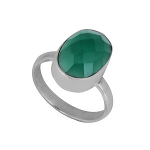 Bague de forme ovale en pierre précieuse d'onyx vert 925 en argent sterling massif Bague à la mode Bague plaquée argent Grossiste CASA DE PLATA - Product Image 2