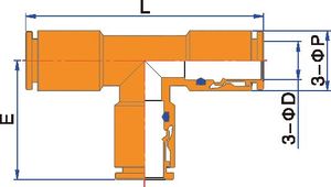 Bằng Công Đoàn One-Touch Phù Hợp Áp Suất Thấp Brass Tee Kết Nối Đẩy Cho Nylon Ống Đúc Kỹ Thuật-Đầu Mô Hình - Product Image 4