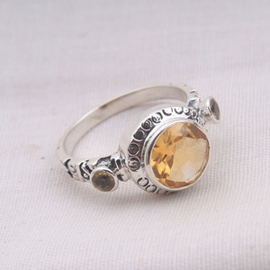 หินอัญมณีสีเหลืองเหลี่ยมเพชรพลอย925แหวนเงินสเตอร์ลิงเครื่องประดับขายส่ง - Product Image 2