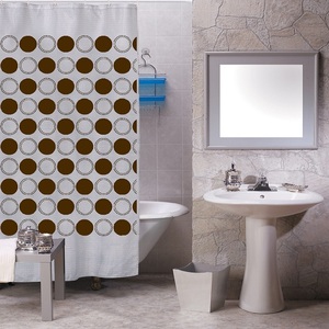 Rideau de douche en polyester PVC EVA Design fleur classique et moderne avec fenêtre pour salle de bain - Product Image 3