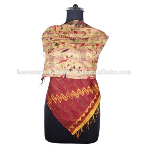 Kantha ผ้าพันคอผ้าไหมงานแฮนด์เมดสไตล์วินเทจดีไซน์อินเทรนด์สำหรับเด็กผู้หญิงผ้าพันคอ SC1223วินเทจผ้าคอตตอนเย็บมือ - Product Image 2