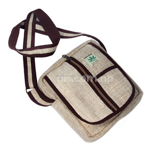 Asterisk Susan unisexe petite doublure en coton sac à main à bandoulière deux sangles boîte naturelle motif chanvre poche à fermeture éclair unique utilisation plage - Product Image 1