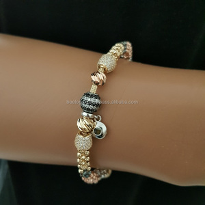 14K Solid Tri สีทองเคลือบน่ารักแฮนด์เมดถักสร้อยข้อมือลูกปัด Dorika แฮนด์เมดตุรกีออกแบบเครื่องประดับที่ดีสำหรับผู้หญิง - Product Image 2