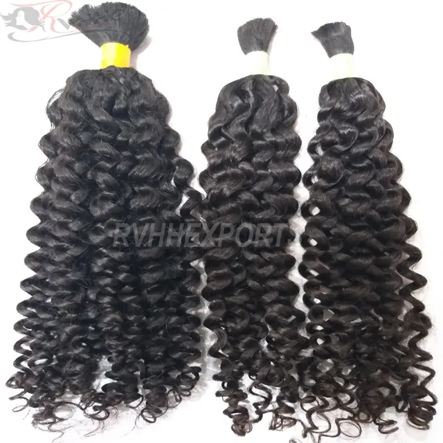 Natural Raw Unprocessed Bulk Curly Virgin Temple Indian Human Hair