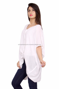 Top corto informal Blanco/Vestido caftán último diseño de impresión Digital ecológico nueva colección para ropa de oficina de otoño uso diario - Product Image 4